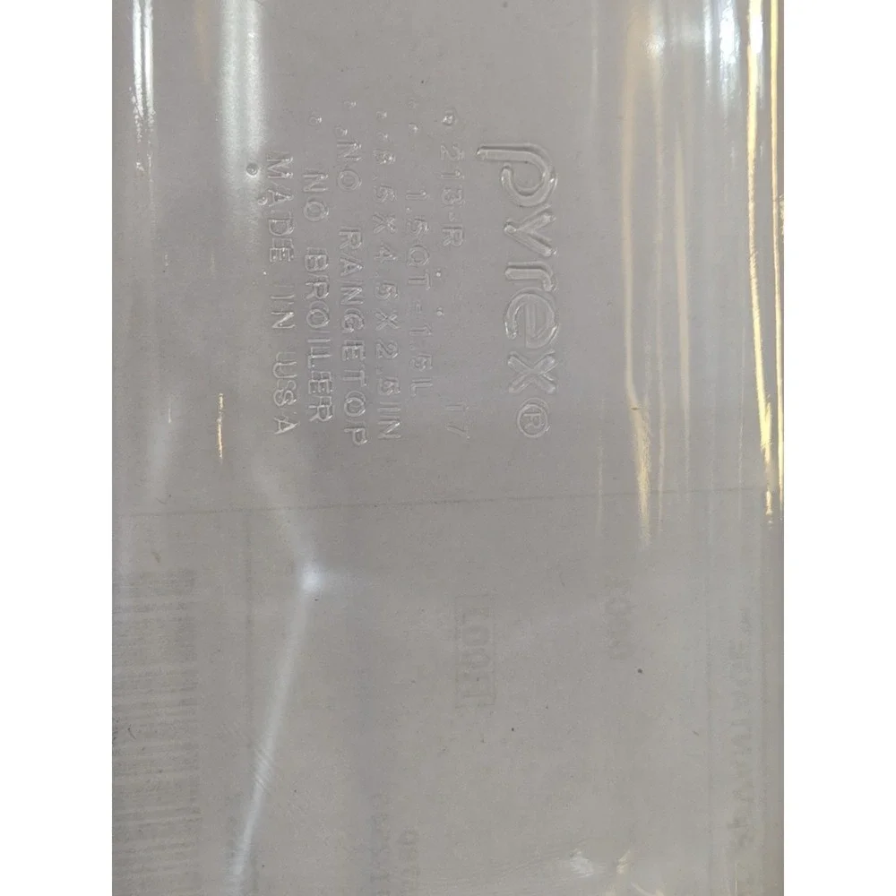 Pyrex Clear Glass Green Tint Loaf Pan  213-R- 1.5QT /1.5L Made In USA
